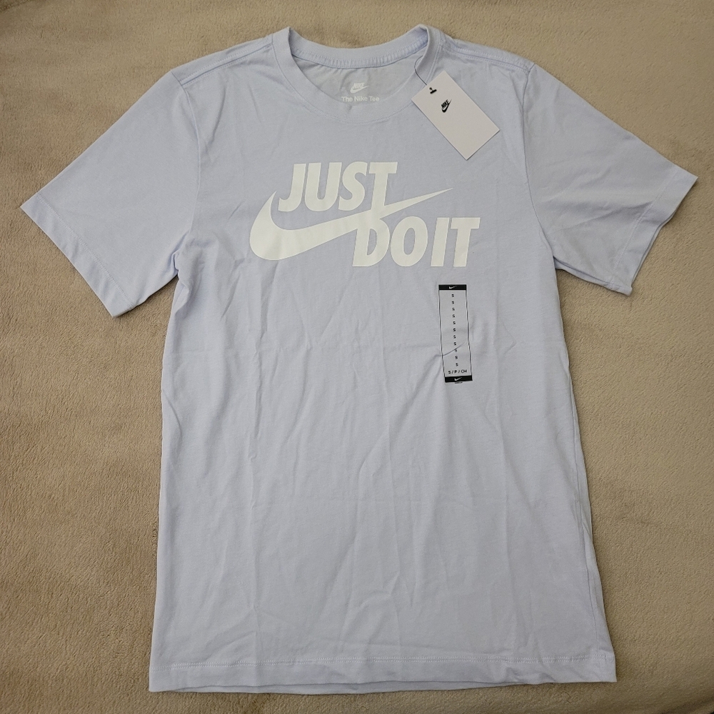 Nike Men's Sky Blue Just Do It Jersey Fabric Tee Size S NWT